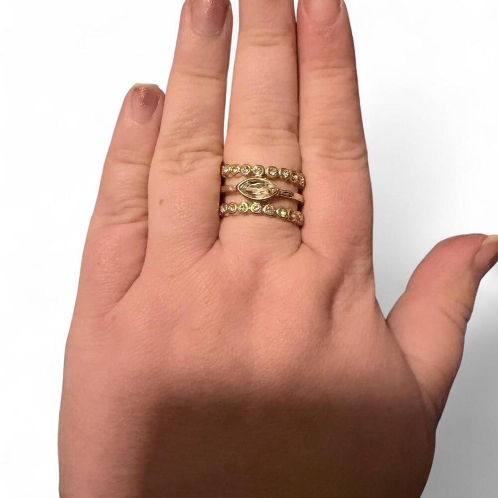 Luv AJ Marquise Diamond Disc Statement Ring Gold M/L Rachel Zoe Box of Style